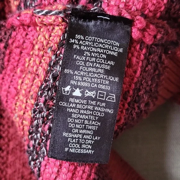 Nic+Zoe Chunky Snap Cardigan Faux Fur Collar Size Large - Picture 9 of 9